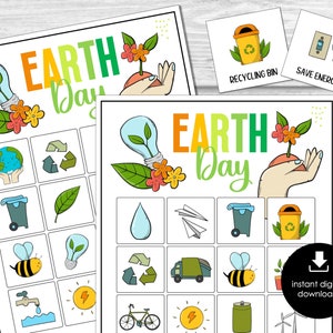 Earth Day Bingo Party Game for Kids, Classroom Bingo Game, Earth Month Bingo Game, Earth Day Vocabulary Activity for Kids, Printable Game