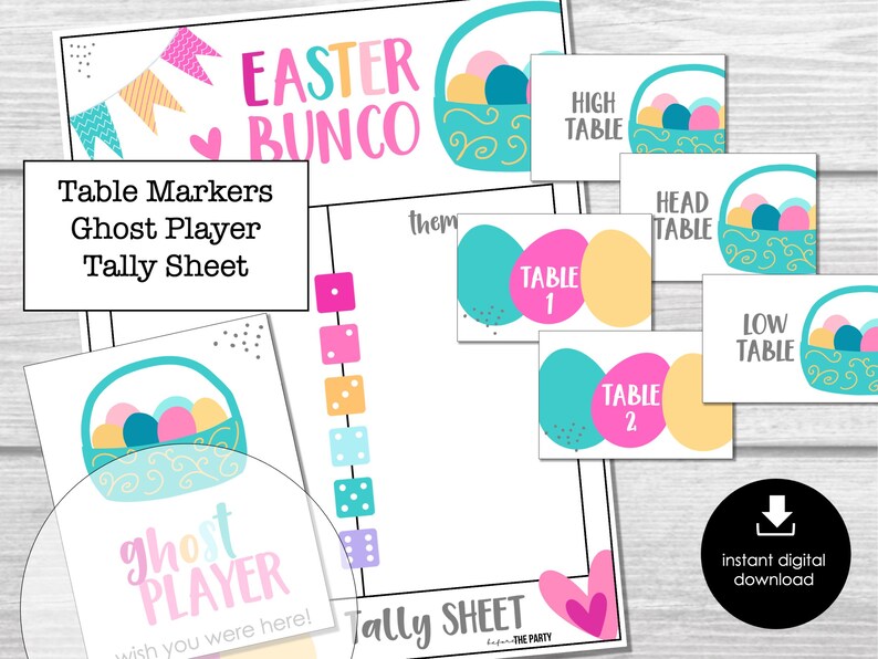 Easter Bunco Score Sheets April Bunco Bunco Night Printable - Etsy