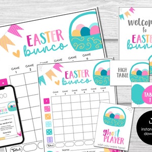 Easter Bunco Score Cards, April Bunco Game, Bunco Night Printable, Easter Bunco Set, Spring Bunco Party, Bunco Game Score Cards, Bunko