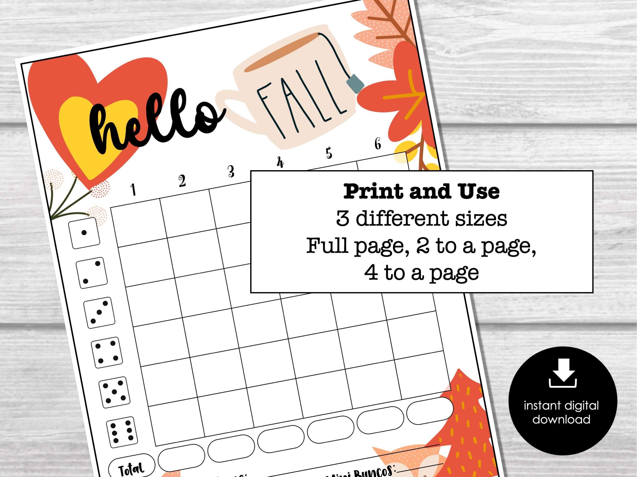 Fall Bunco Score Cards Autumn Leaves Bunco Score Sheets FALL Harvest Fall Bunco Score Cards Autumn Leaves Bunco Score Sheets FALL Harvest