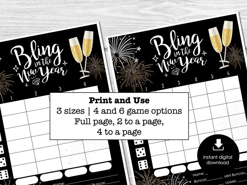 New Year's Eve Bunco Score Sheets, Bunco Score Sheets for New Year ...