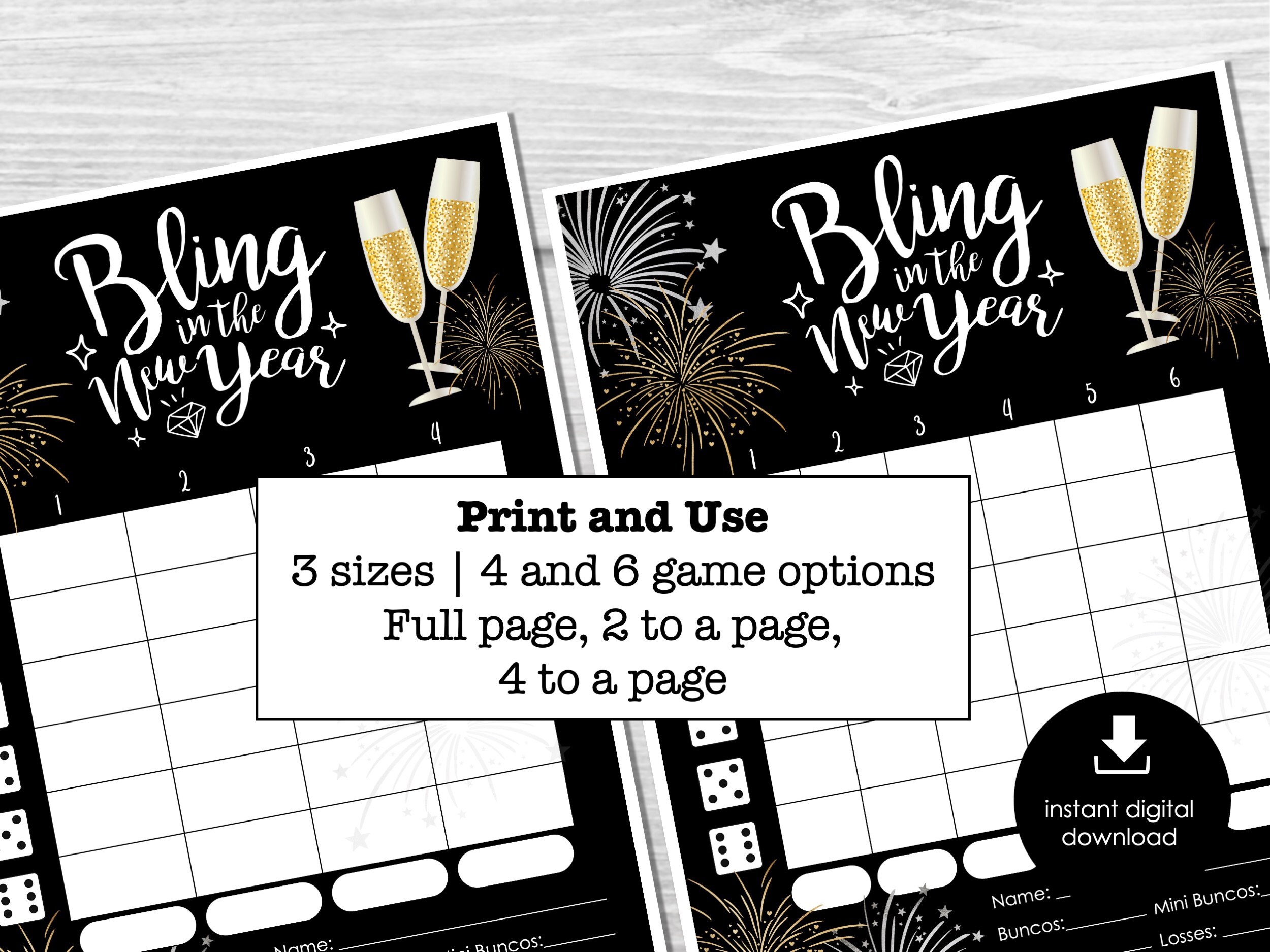 New Year's Eve Bunco Score Sheets, Bunco Score Sheets for New Year ...