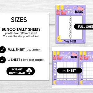 Pajama Party Bunco Score Cards, Bunco Score Sheets, Bunco Invitation ...