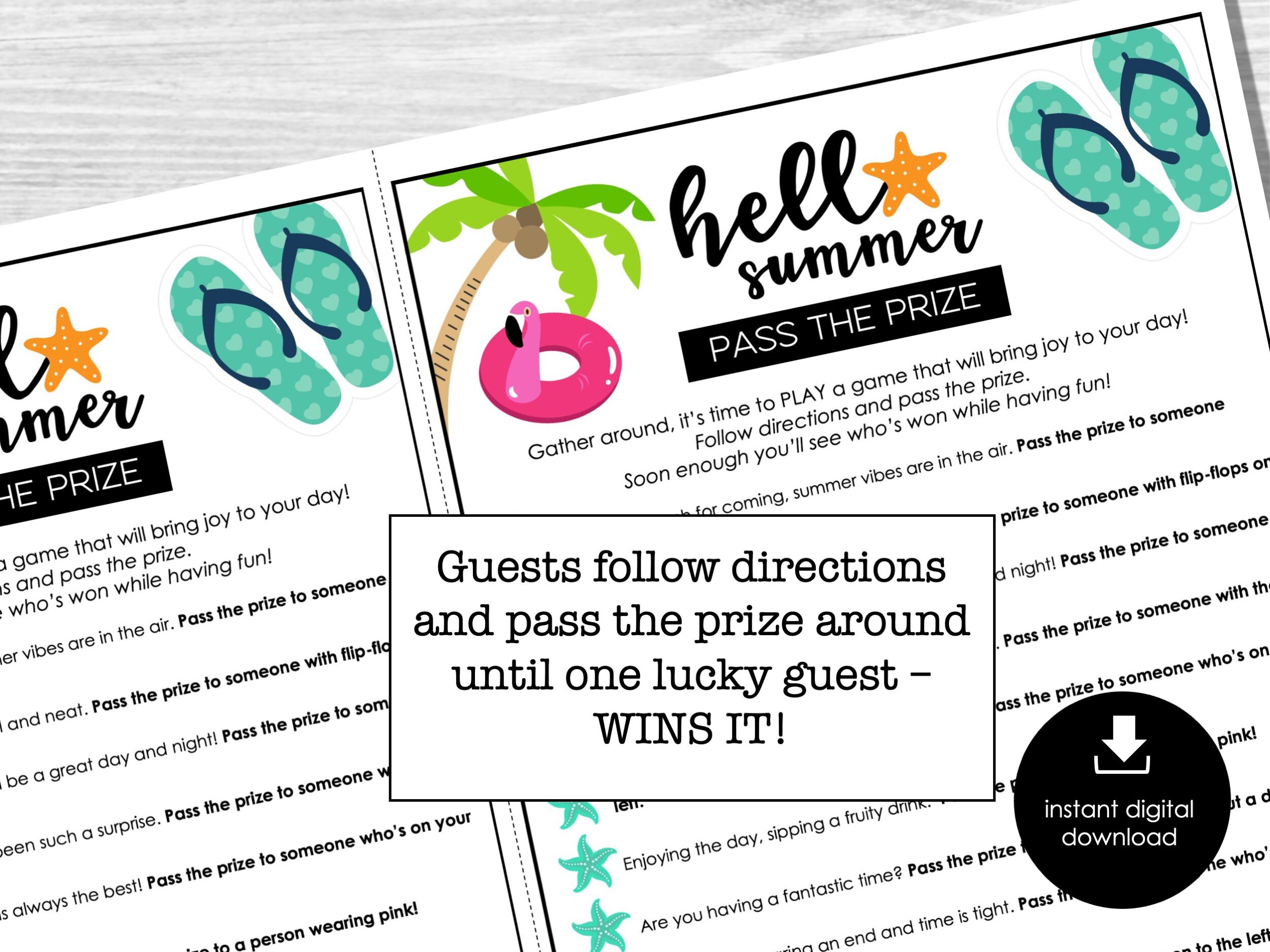 Pass the Prize, Summer Party Game, Printable Left Right Game, Fun Gift ...