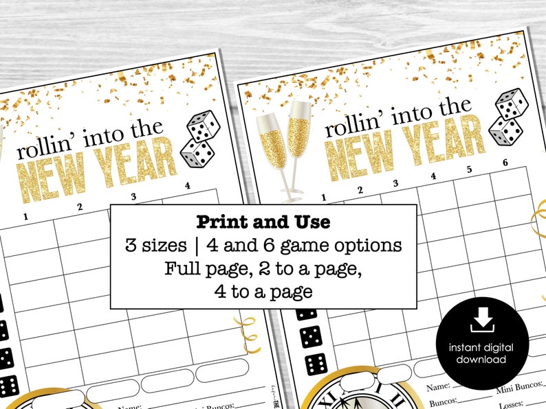 New Year's Eve Bunco Score Sheets, Bunco Score Sheets for Happy New ...