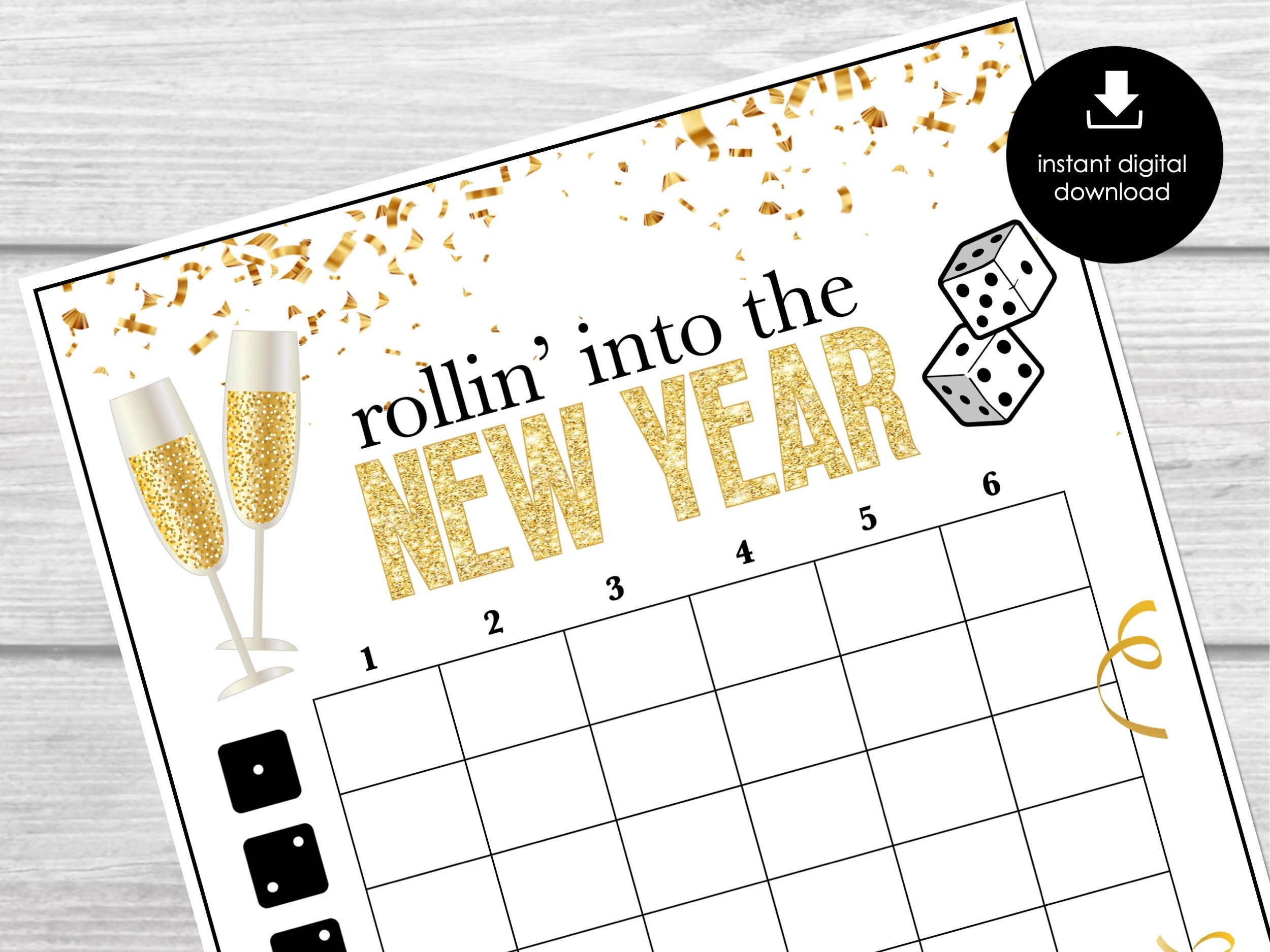 New Year's Eve Bunco Score Sheets, Bunco Score Sheets for Happy New ...