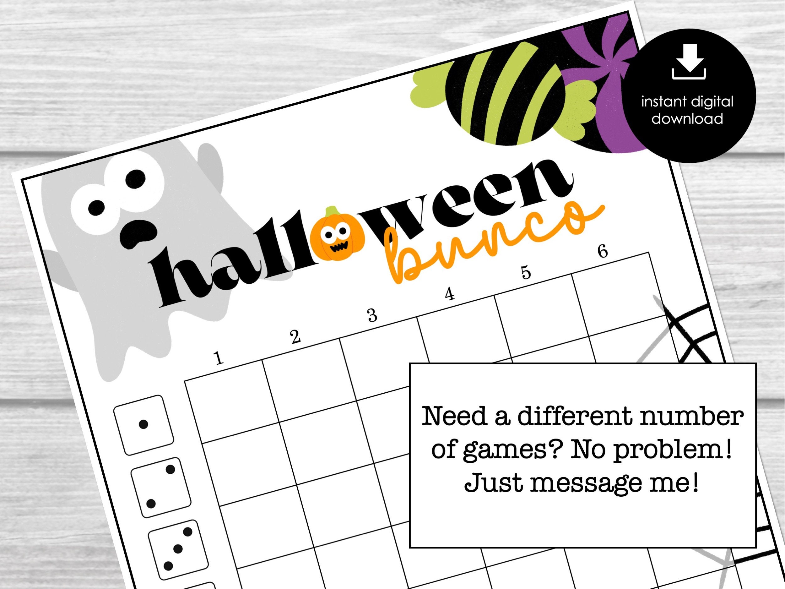 Halloween Bunco Score Card Set Spooky Score Sheets October Etsy