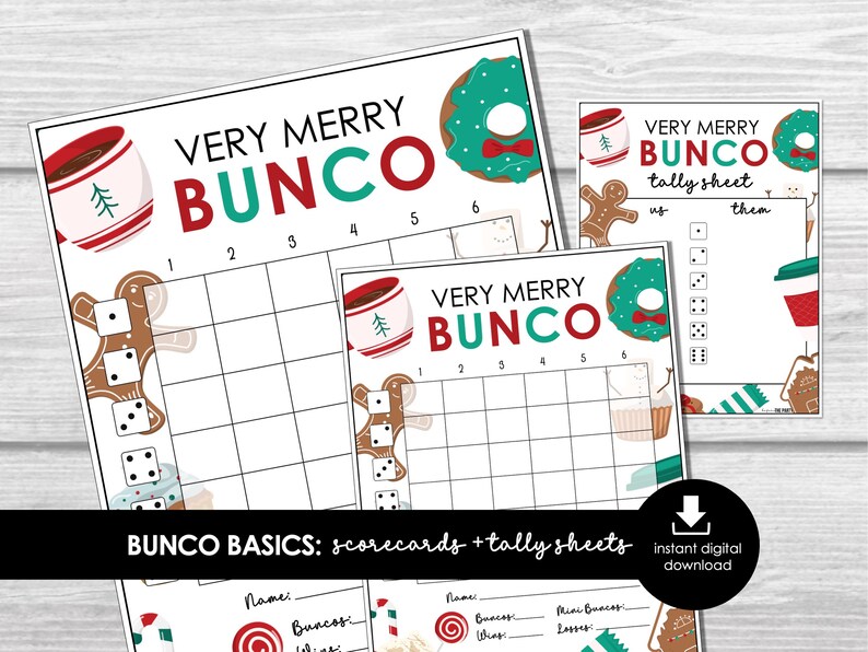 Christmas Bunco Score Sheets, Very Merry Bunco Game, Christmas Bunco