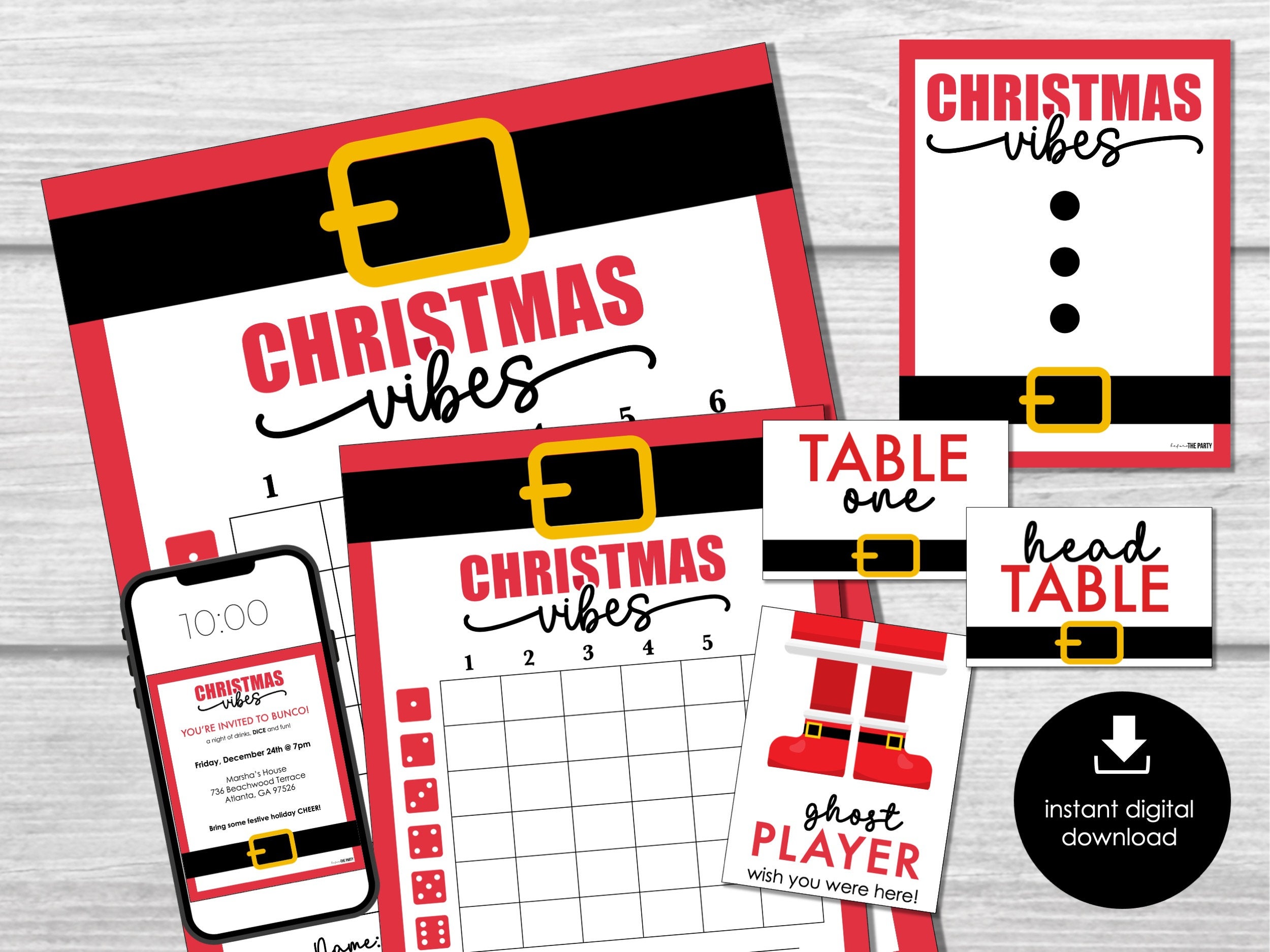 Christmas Printable Bunco Set, Bunco Tally Sheets, Bunco Score Sheets ...