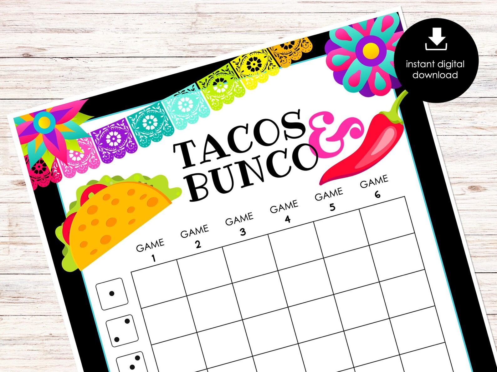 Taco Bunco Score Sheets Mexican Party Bunco Bunco Score - Etsy
