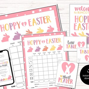Easter Bunco Score Sheets, April Theme Bunco, Easter Bunny Bunco Night Printable, Table Markers, Bunco Party Tally Sheet, BUNKO printables