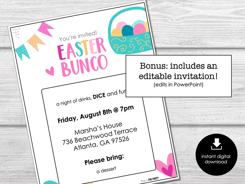 Easter Bunco Score Sheets April Bunco Bunco Night Printable - Etsy