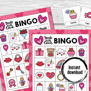 Valentines Day Bingo Game for Kids and Adults | Valentines Printable Games | Valentines Family Activity | Valentines Classroom Party Game