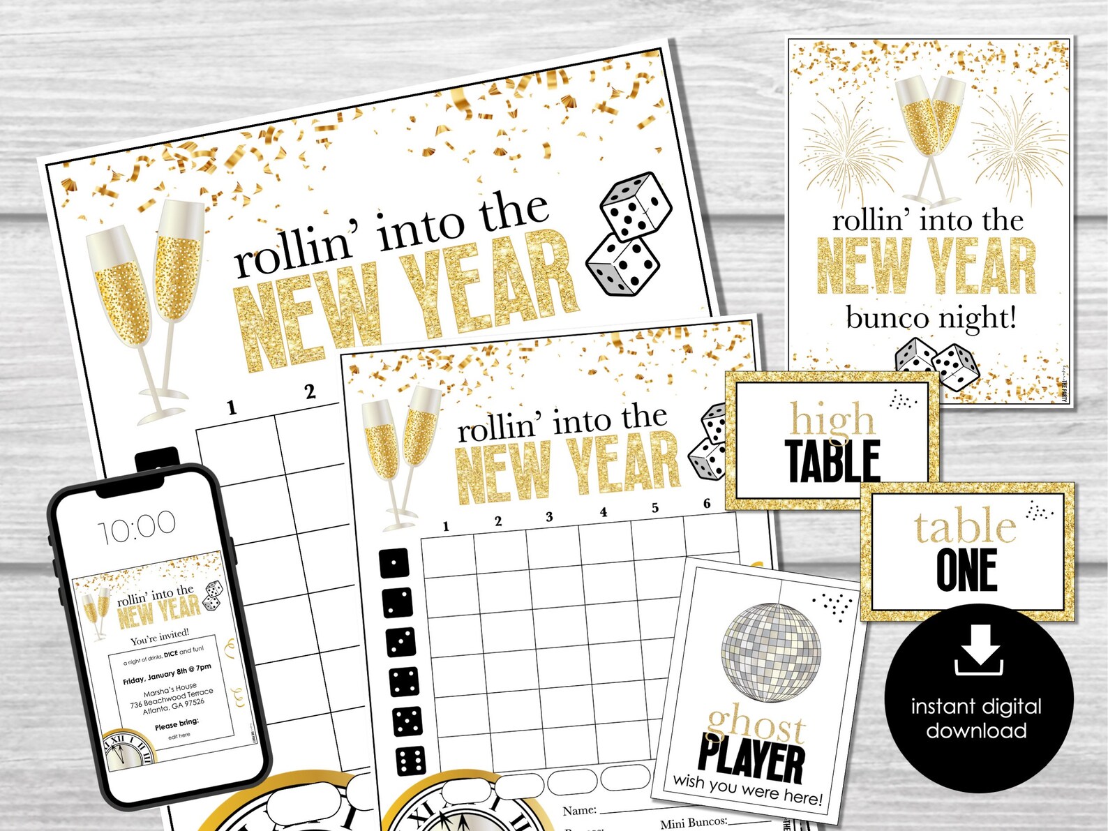 New Year's Eve Bunco Score Sheets, Bunco Score Sheets for Happy New ...