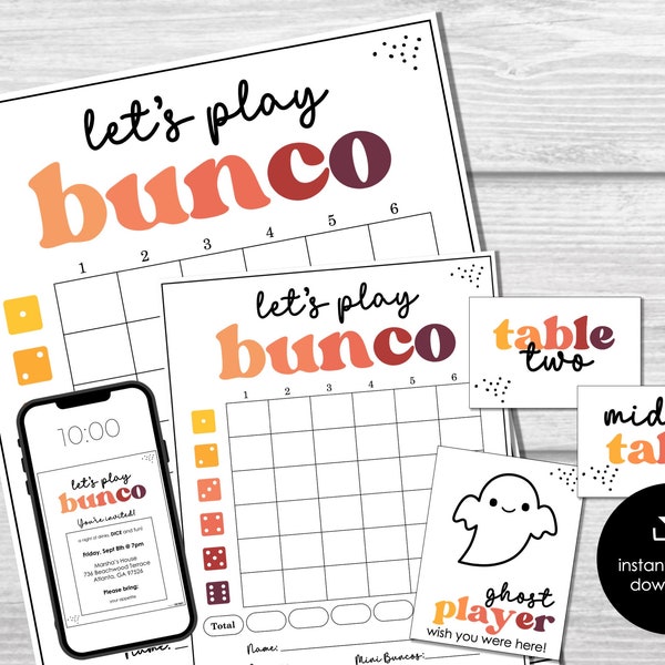 Fall VIBES Bunco Score Cards, Autumn Bunco Score Sheets, FALL Bunco Invitation, October Theme Bunco Party Kit, September Bunco Night, BUNKO