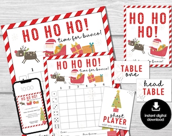 Christmas Bunco Score Sheets, HO HO HO December Bunco Game, Christmas Bunco Invitation, Bunco Party Kit, Winter Bunco, Holiday Bunko