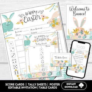 Easter Bunco Score Sheets, Bunny Bunco Scoring Sheets, Bunco Night Printables, Bunco Game, Bunco Party, Bunco Invitations, Tally Sheets
