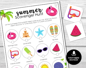 Summer Scavenger Hunt: Printable Kids Treasure Hunt Game (Digital Download)