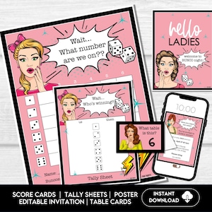 Retro Bunco Babes-scorebladen, op welk nummer staan we? Bunco, Bunco afdrukbaar, vintage Bunco tafelmarkeringen, grappige Bunco Party, Ladies Night