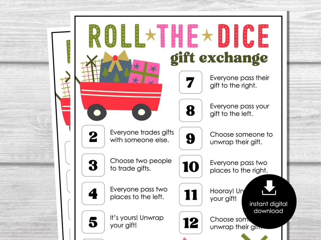 Christmas Gift Exchange Dice Game, Fun Holiday Party Game, Dice Game