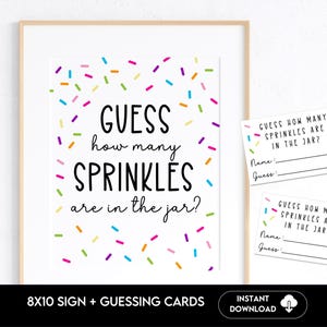 Juego de fiesta de Cuántos Sprinkles, juego de baby shower, fiesta de cumpleaños, imprimible para baby shower de niño o niña, juego para grupos, divertido juego de Sprinkles para bebés