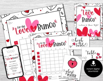 Valentine's Day Bunco Score Cards, February Bunco Score Sheets, Heart Bunco Invitation, Love Bunco Party Kit, Galentine's Bunco Night, BUNKO