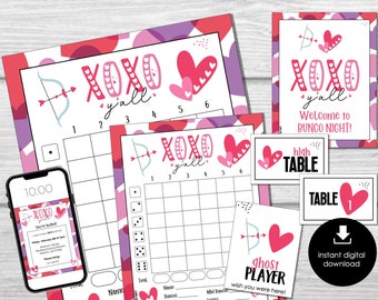 Valentine's Day Bunco Score Sheets, Printable, February Bunco Cards, Bunco Invitation, Love Bunco Party Kit, Galentine's Bunco Night, BUNKO