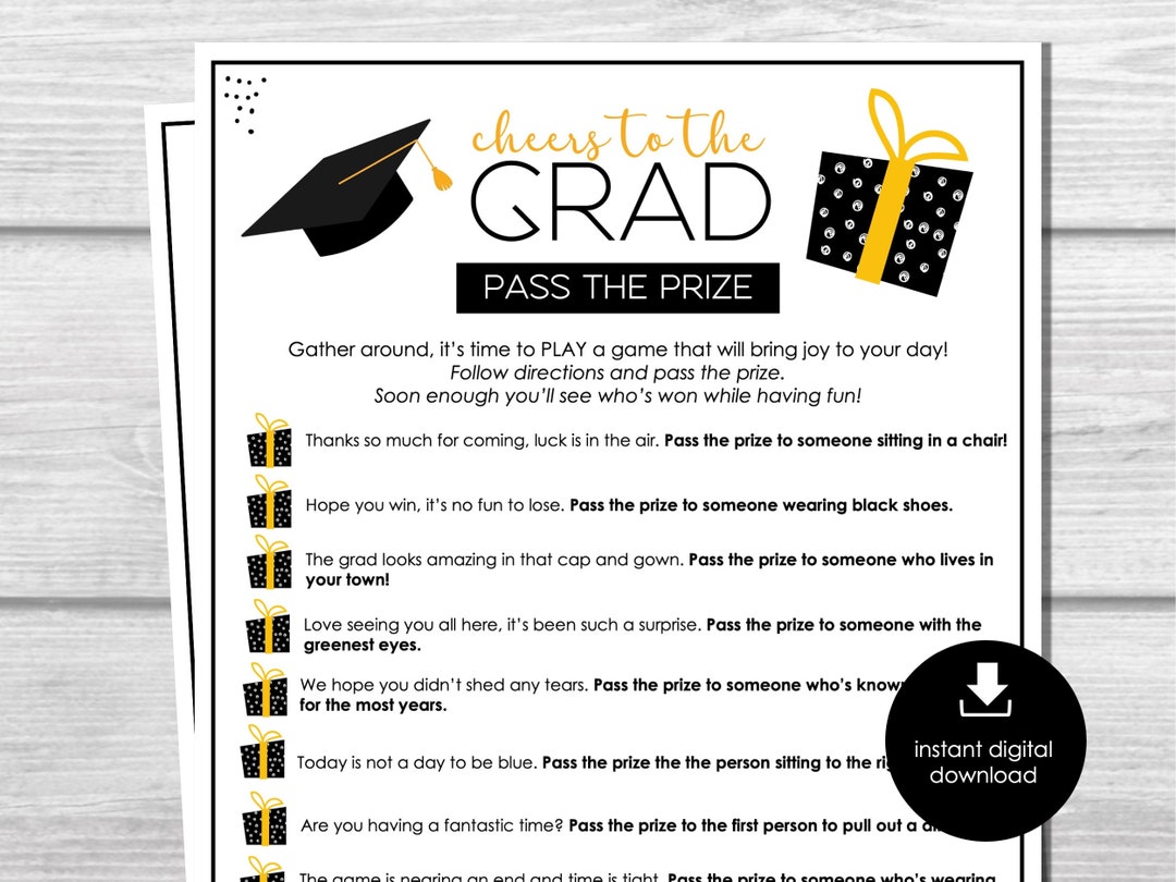 Pass the Prize, Graduation Party Game, Printable Class of 2024 Game