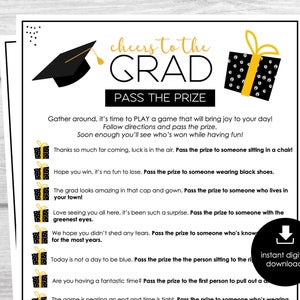 Geef de prijs door, afstudeerfeestspel, afdrukbare klas van 2025-spel, leuk cadeau-uitwisselingsspel, afstudeerfeest 2025, afstudeerfeestgroepsspel