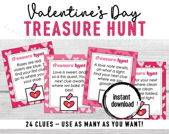 Valentine's Day Treasure Hunt for Kids: Printable Clue Game (Digital Download)