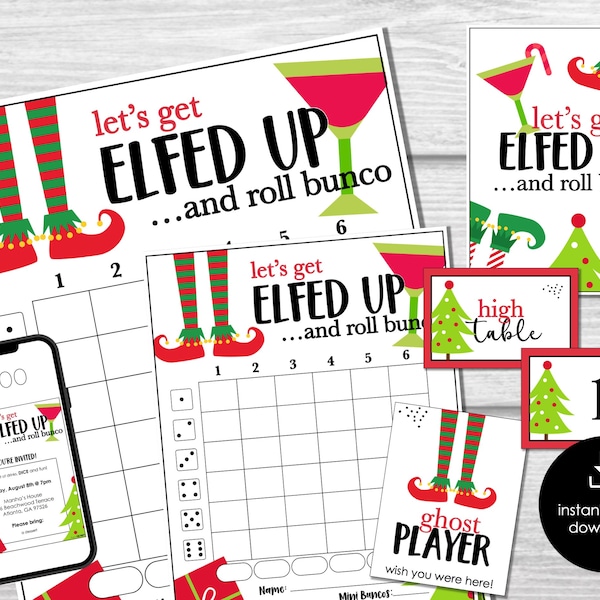 Christmas Bunco Score Sheets, Elfed Up December Bunco Game, Christmas Bunco Invitation, Funny Bunco Party Kit, Winter Bunco, Holiday BUNKO