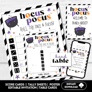 Cartes de pointage Halloween Bunco, feuilles de pointage Bunco avec mes sorcières, octobre, invitation Bunco, soirée à thème Halloween Bunco, nuit Bunco d&#39;octobre