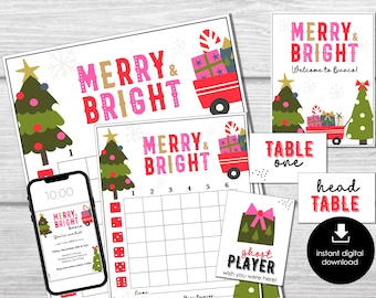 Christmas Bunco Score Sheets, Merry and Bright December Bunco Game, Christmas Bunco Invitation, Bunco Party Kit, Winter Bunco, Holiday BUNKO