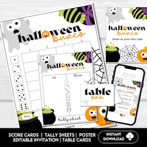 Jeu de cartes de pointage Halloween Bunco, feuilles de pointage effrayantes, octobre, faire-part Bunco, fête d&#39;Halloween à thème Bunco, imprimables nuit Bunco d&#39;octobre