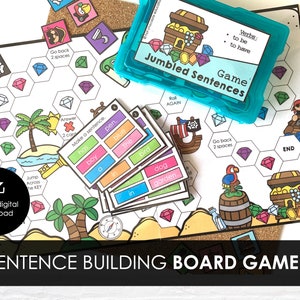 Sentence Building Printable Board Game,  Verb Tenses BE & HAVE, Education Games, Grammar Game, ESL Board Game, Homeschool, Instant Download