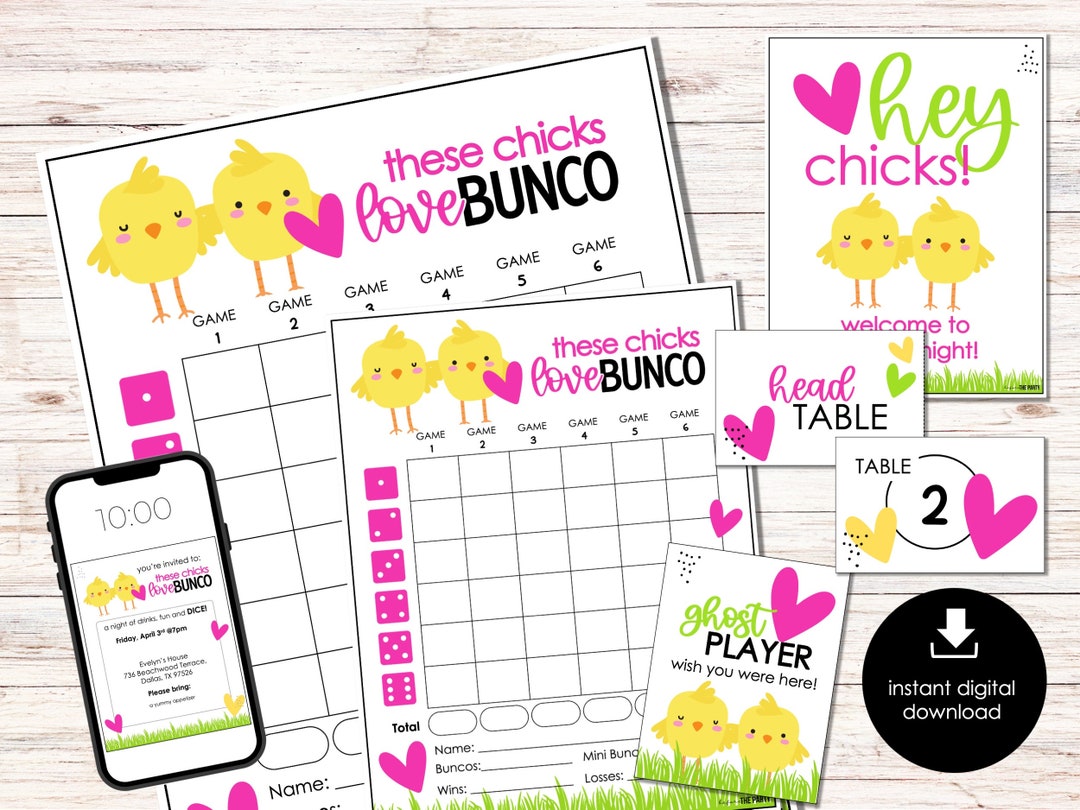 Spring Bunco Game Score Sheets, April Bunco Printable Score Cards