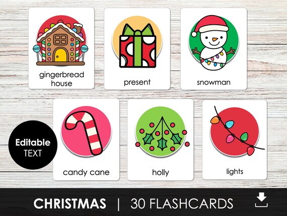 Christmas Vocabulary Word Cards for Kids