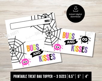 Halloween Spider Treat Bag Topper: Bugs and Kisses (PDF)