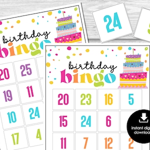 Birthday Bingo Party Game for Kids, Numbers 0-25 Bingo Game, Happy Birthday Bingo Game, Fun Printable Bingo Cards for Kids, Kids Party Game