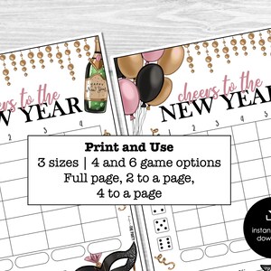 New Year's Eve Bunco Printable Score Sheets, New Year Party Bunco ...