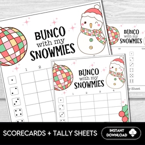 Kerst bunco scorebladen, januari bunco printables, kerst bunco uitnodiging, bunco party kit, winter bunco, vakantie BUNKO
