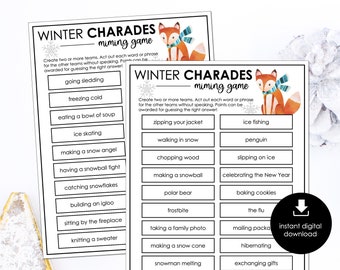 Winter Printable Charades Cards - Family Charades Game Cards for ...