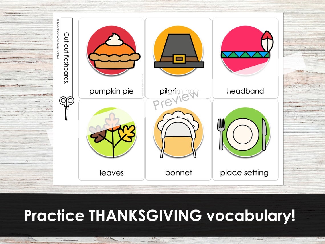 Thanksgiving Vocabulary Flashcards: Editable Text for Kids (digital ...