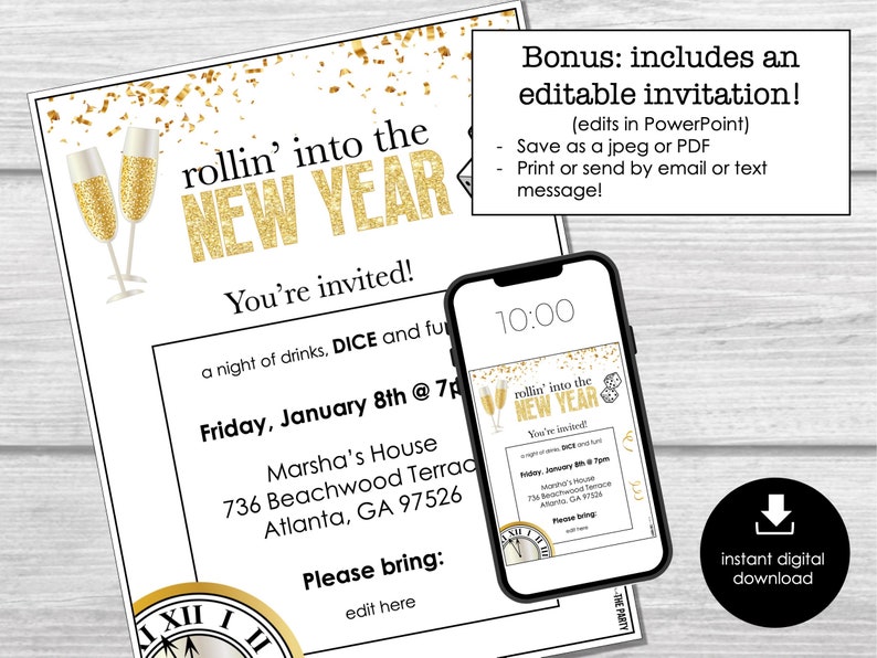 New Year's Eve Bunco Score Sheets, Bunco Score Sheets for Happy New ...