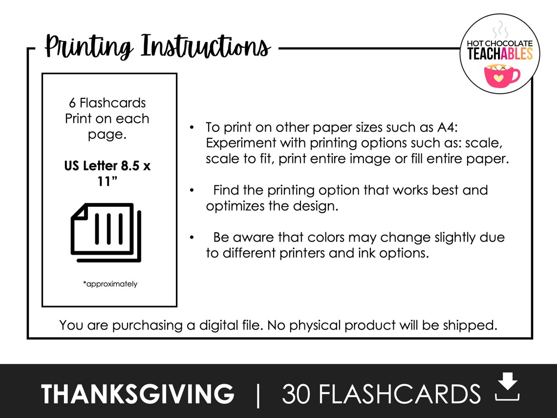 Thanksgiving Vocabulary Flashcards: Editable Text for Kids (digital ...