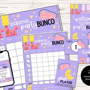 Pajama Party Bunco Score Cards Bunco Score Sheets Bunco - Etsy