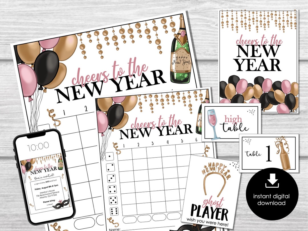 New Year's Eve Bunco Printable Score Sheets, New Year Party Bunco ...