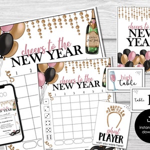 Feuilles de pointage imprimables Bunco pour la Saint-Sylvestre, fête du nouvel an Bunco, jeu de société Bunco, fête de jeu Bunco imprimable, soirée amusante Bunco, jeu BUNKO