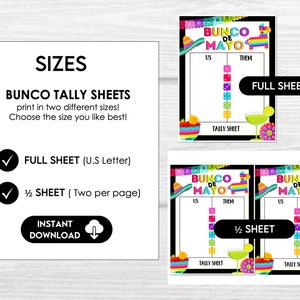 Cinco De Mayo Bunco Score Sheets, Mexican Party Bunco, Bunco Score Cards, Bunco Table Cards, Bunco de Mayo Party, May Bunco Game Printable