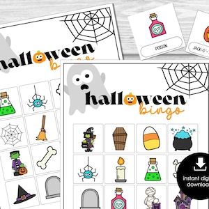 Halloween Bingo, Printable Kids Halloween Party Game, Bingo Game, Printable Bingo Cards, Costume Party Activity for Kids, Instant Download